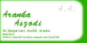 aranka aszodi business card